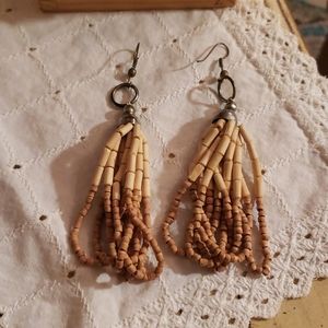 Vintage Wooden Beaded Earrings